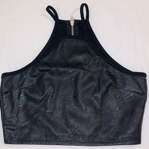 4/$25♦️ FOREVER 21 Faux Leather High Neck Crop Top
